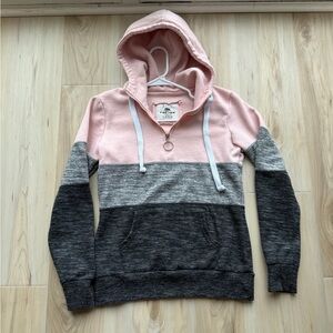 Reflex Pink and Gray Blocked Hoodie